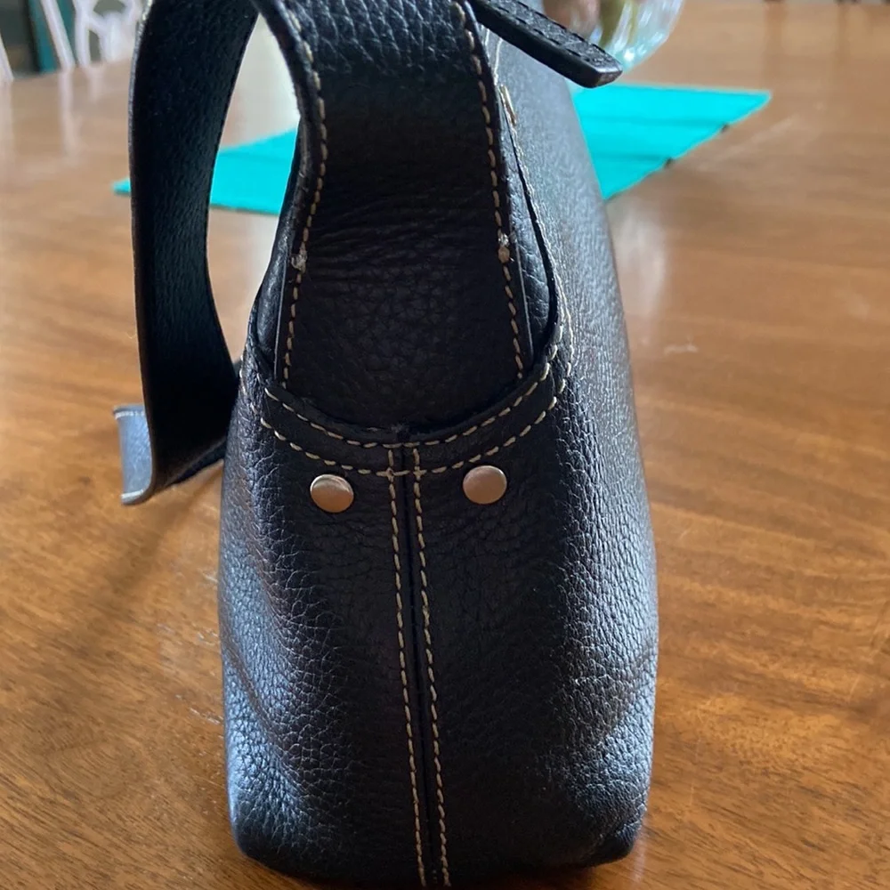 Bandolino Black Leather Shoulder Crossbody Bag with Silver Accents